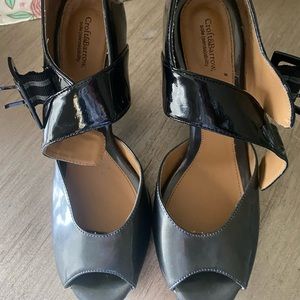 Black peep toe heels